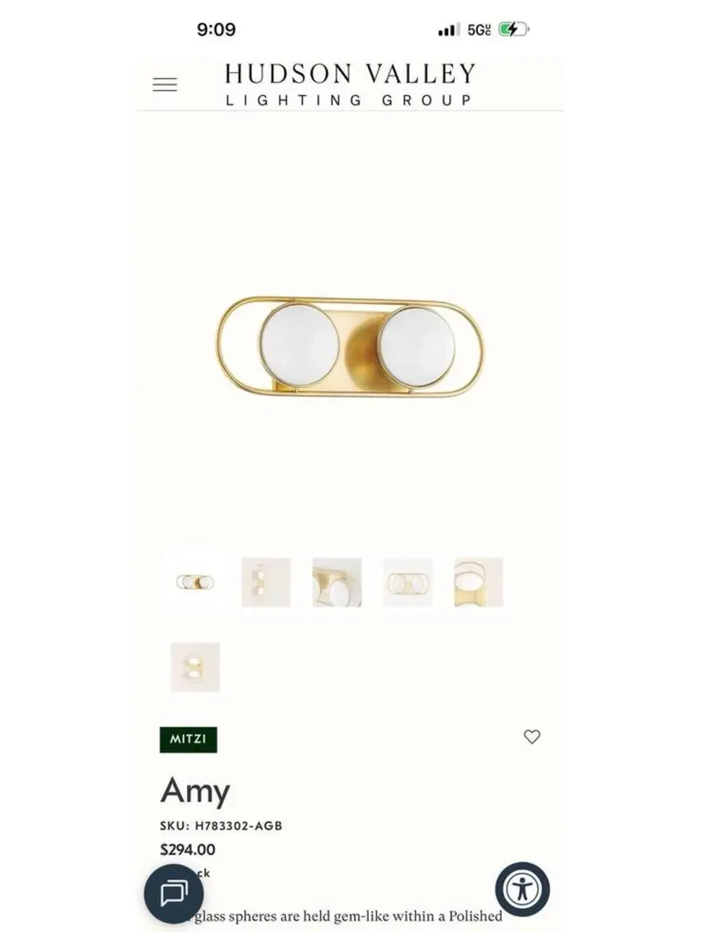 Mitzi Amy 2 Light Wall Sconce Aged Brass Opal Glass G9 Bath Vanity Light New